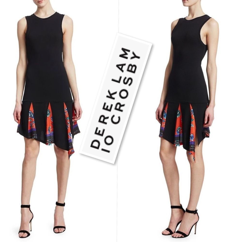 Derek Lam 10 Crosby NEW Silk-Trim Tank Dress Black Made in Portugal Size 8 - Picture 2 of 15